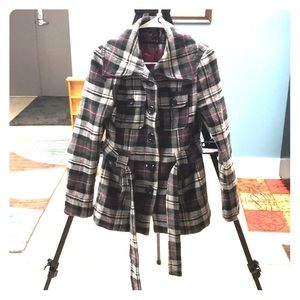 Plaid pea coat
